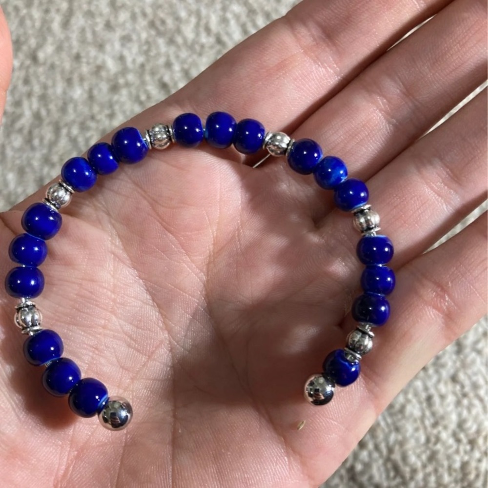 Handmade blue bangle bracelet